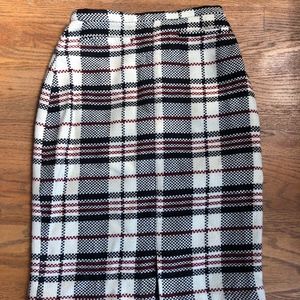 Pink Martini Plaid Wool Pencil Skirt